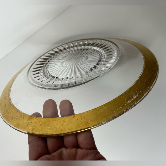 Vintage Clear Glass Display Plate With Gold Rim - Picture 4 of 10
